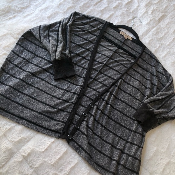 Gray Striped Oversized Boxy Button Up Cardigan - Picture 4 of 7